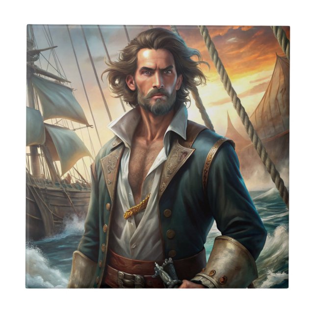 A Pirate from a Ship Ceramic Tile (Front)