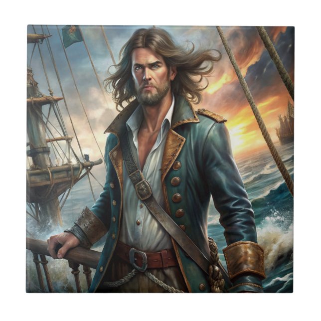A Pirate from a Ship Ceramic Tile (Front)