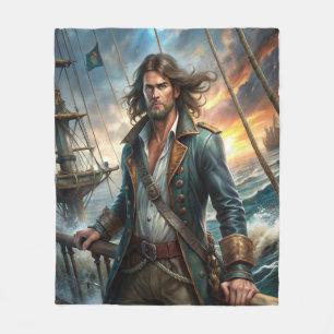 A Pirate from a Ship Fleece Blanket