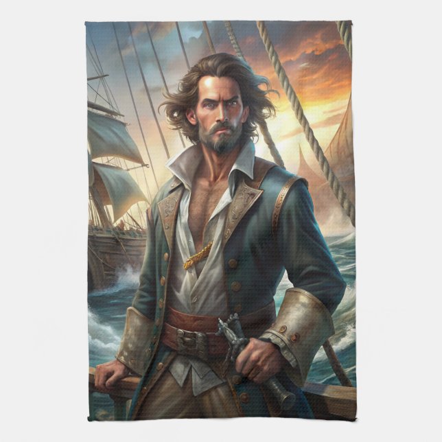 A Pirate from a Ship Tea Towel (Vertical)