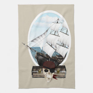 A Pirate Ship Tea Towel