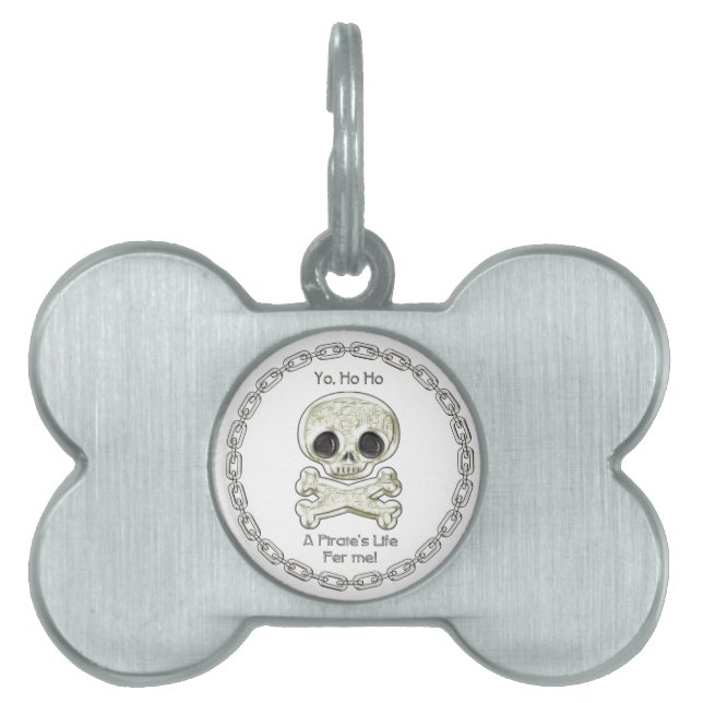 A Pirate's Life Cute Skull & Bones Pet ID Tag (Front)