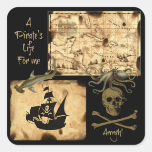 A Pirate's Life For Me Caribbean Treasure Map Square Sticker