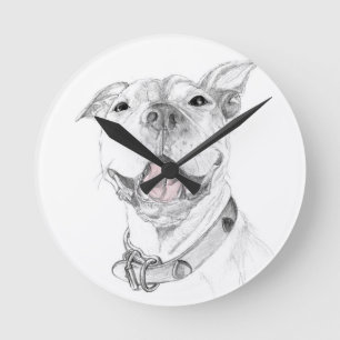 A Pit Bull Smile Round Clock