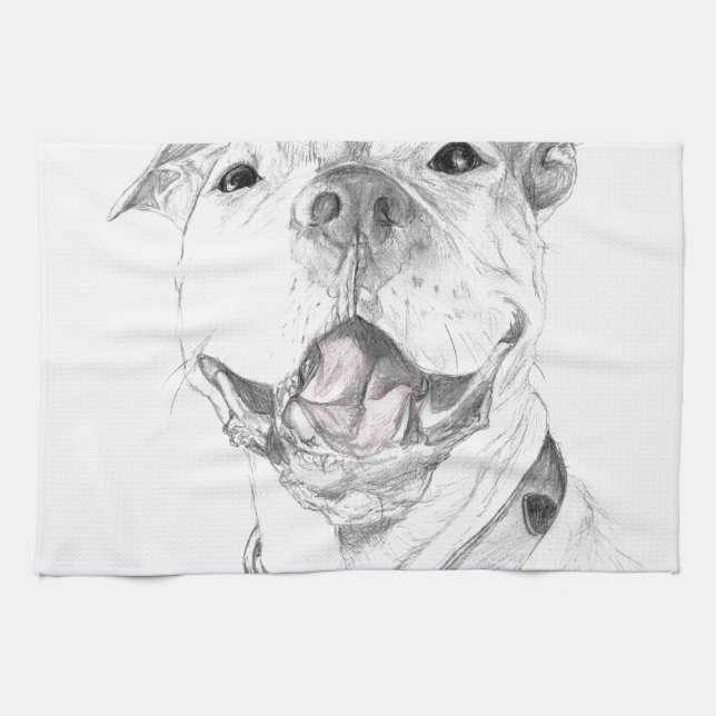 A Pit Bull Smile Tea Towel (Horizontal)