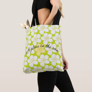 A Place in the Sun White Floral Pattern Tote Bag