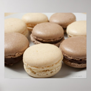 A plate of Chocolate and Vanilla Macarons, the Poster