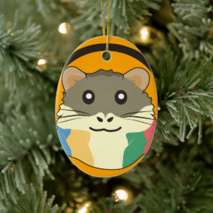 A playful and funny hamster ceramic ornament