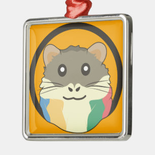 A playful and funny hamster metal ornament