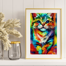 A Playful and Whimsical Colourful Cat