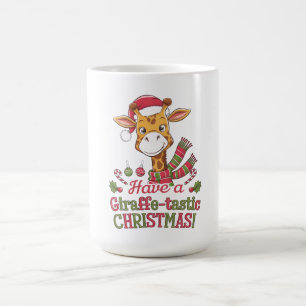 A playful christmas giraffe coffee mug