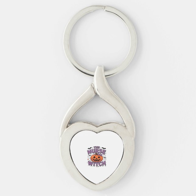 A playful design featuring a pumpkin witch with a  key ring (Front)