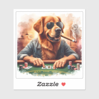 A Playful Golden Retriever at the Poker Table