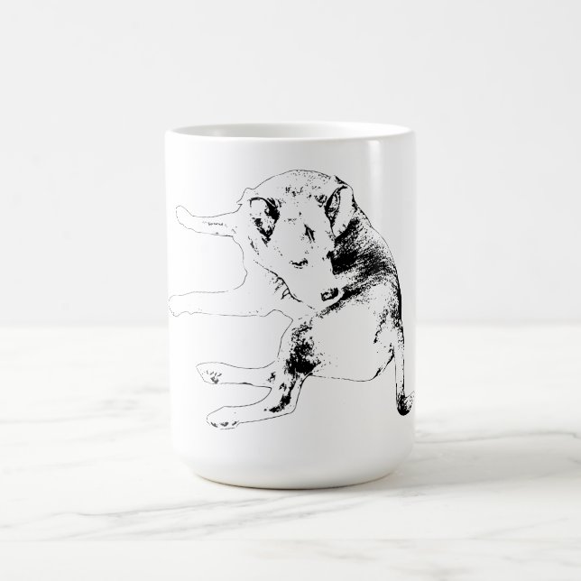 A playful scratch pose brings a light, fun spirit  coffee mug (Center)