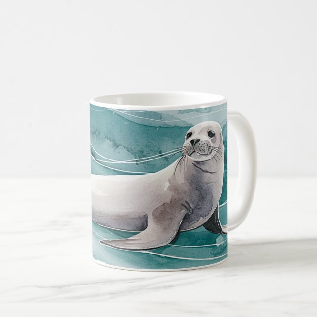 A playful sea lion coffee mug (Front Right)