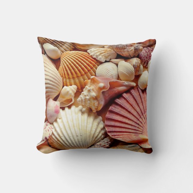A Plethora of Pastel Seashells Cushion (Front)