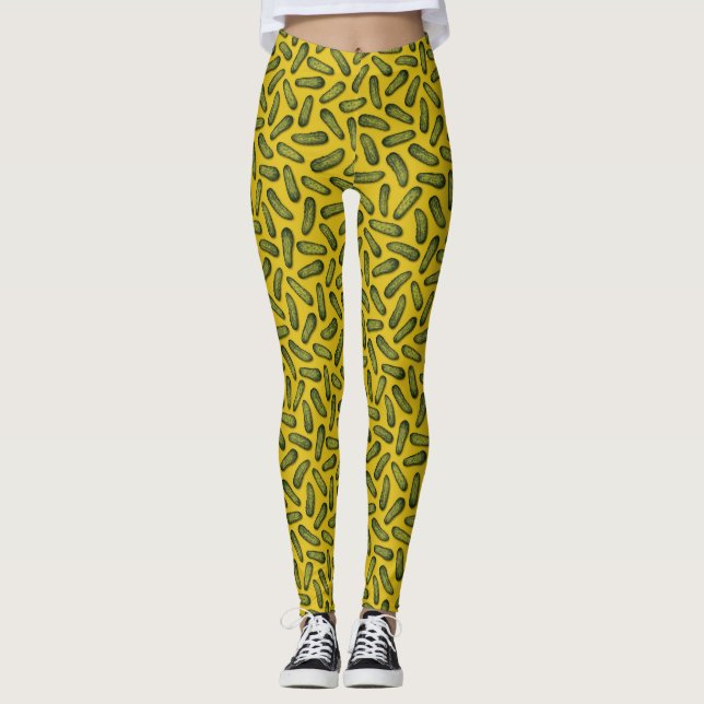 A Plethora Of Pickles - Green & Yellow Gherkins Leggings (Front)