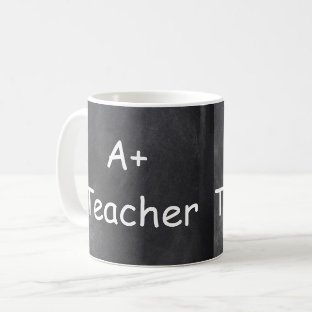 A Plus Teacher Chalkboard Design Gift Idea Coffee Mug (Front Left)