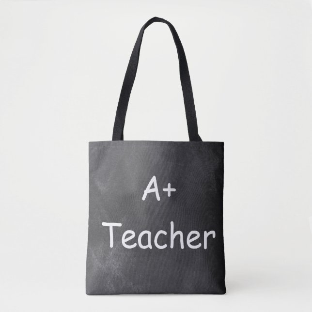 A Plus Teacher Chalkboard Design Gift Idea Tote Bag (Front)