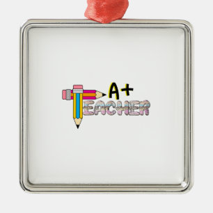 A Plus Teacher Metal Ornament