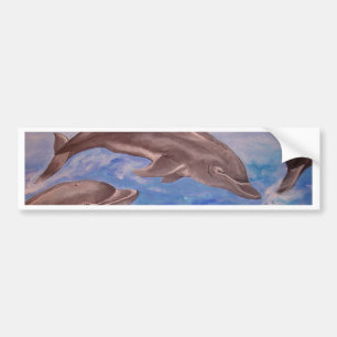 A Pod of Playful Jumping Dolphins Bumper Sticker