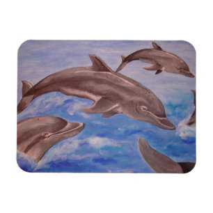 A Pod of Playful Jumping Dolphins Magnet