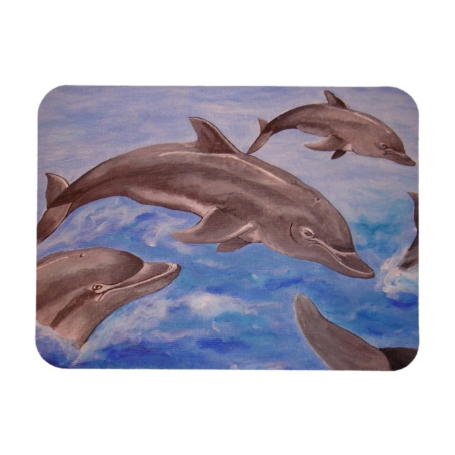 A Pod of Playful Jumping Dolphins Magnet (Horizontal)