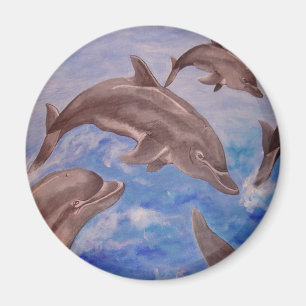 A Pod of Playful Jumping Dolphins Magnet