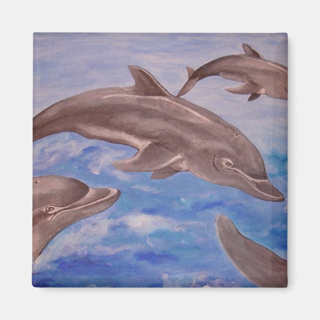 A Pod of Playful Jumping Dolphins Magnet (Front)