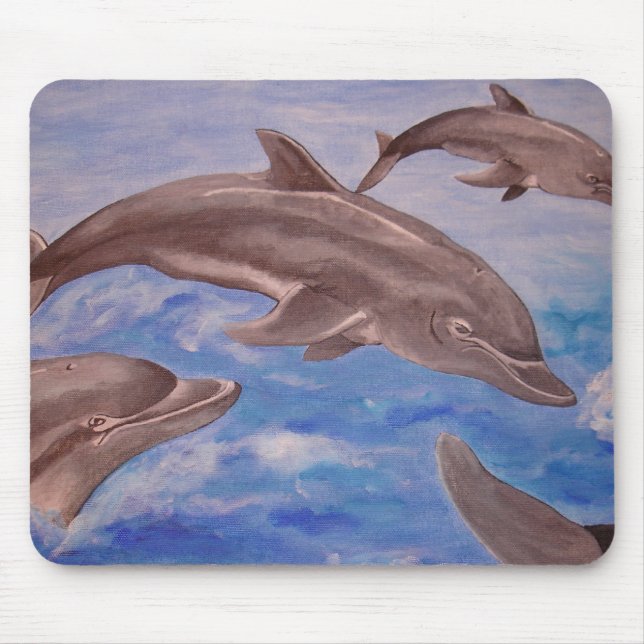 A Pod of Playful Jumping Dolphins Mouse Pad (Front)