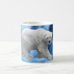 A polar Bear at the frozen waterfall Coffee Mug