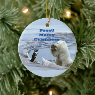 A Polar Bear Christmas Ceramic Ornament