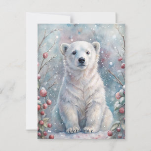 A Polar Bear Cub in Winter Postcard