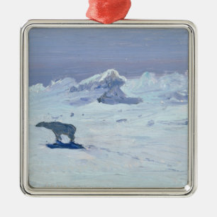 A Polar Bear Hunting in Moonlit Night, 1899 Metal Ornament