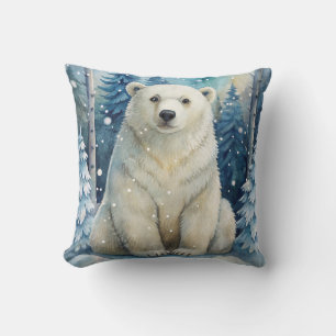 A Polar Bear in Winter Cushion