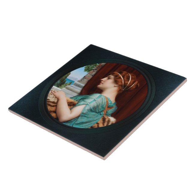 A Pompeian Lady by John William Godward Ceramic Tile (Side)