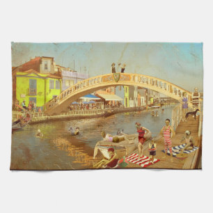 A Ponte dos Carcavelos. Aveiro (Portugal) Tea Towel