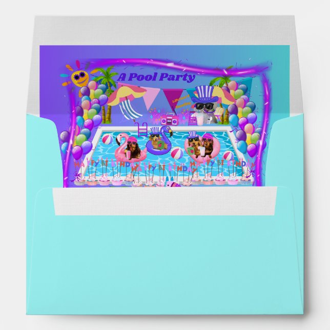 A Pool Party Happy Birthday Envelopes (Back (Bottom))