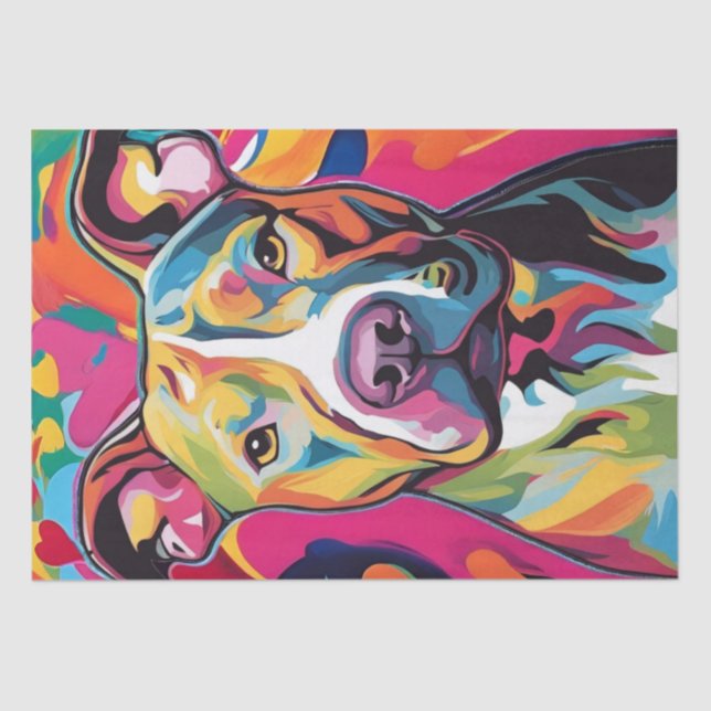  A Pop Art Pitbull Bright and Bold Decoupage  Tissue Paper (Front)