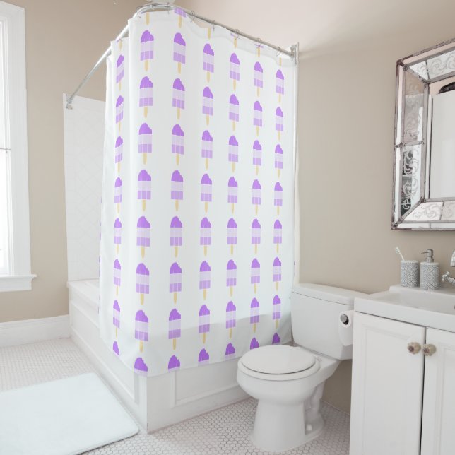 A Pop of Cool Shower Curtain (In Situ)