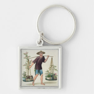 A Porter with Fruit Trees and Flowers, plate 16 fr Key Ring