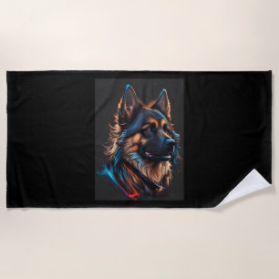 A portrait off an German shepherd dog Beach Towel
