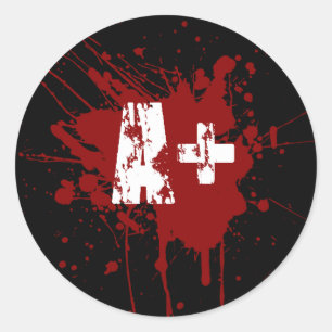 A Positive Blood Type Funny Vampire & Zombie Donor Classic Round Sticker