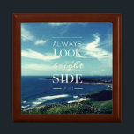 A Positive Outlook on Life / ©Seascape Gift Box<br><div class="desc">This design features a background of an original photographic work depicting a beautiful coastline with a blue sky and white clouds, accompanied by an inspiring message in the centre: "ALWAYS LOOK ON THE BRIGHT SIDE OF LIFE" in typographic art. This phrase conveys an optimistic attitude towards life - no matter...</div>