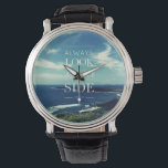 A Positive Outlook on Life / ©Seascape Watch<br><div class="desc">This design features a background of an original photographic work depicting a beautiful coastline with a blue sky and white clouds, accompanied by an inspiring message in the centre: "ALWAYS LOOK ON THE BRIGHT SIDE OF LIFE" in typographic art. This phrase conveys an optimistic attitude towards life - no matter...</div>
