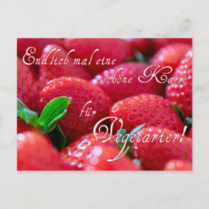 A postcard with strawberries for vegetarians!
