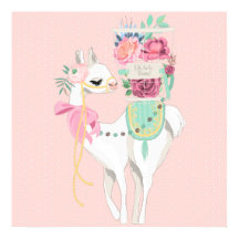 A poster with beautiful flowers and llama