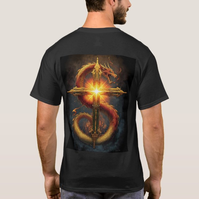 A powerful and detailed design of a dragon coiled  T-Shirt (Back)