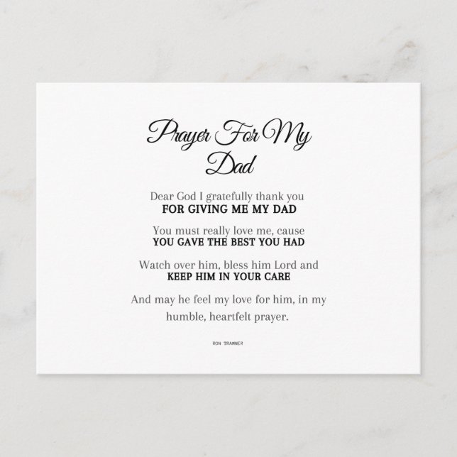  A Prayer for My Dad Postcard (Front)