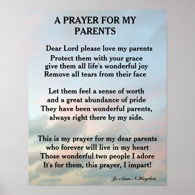 A PRAYER FOR MY PARENTS   POSTER (Front)